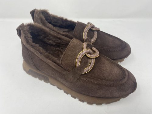 Hispanitas brauner Slipper aus Veloursleder und Fellfutter Gr 35 - 42, 149,90
